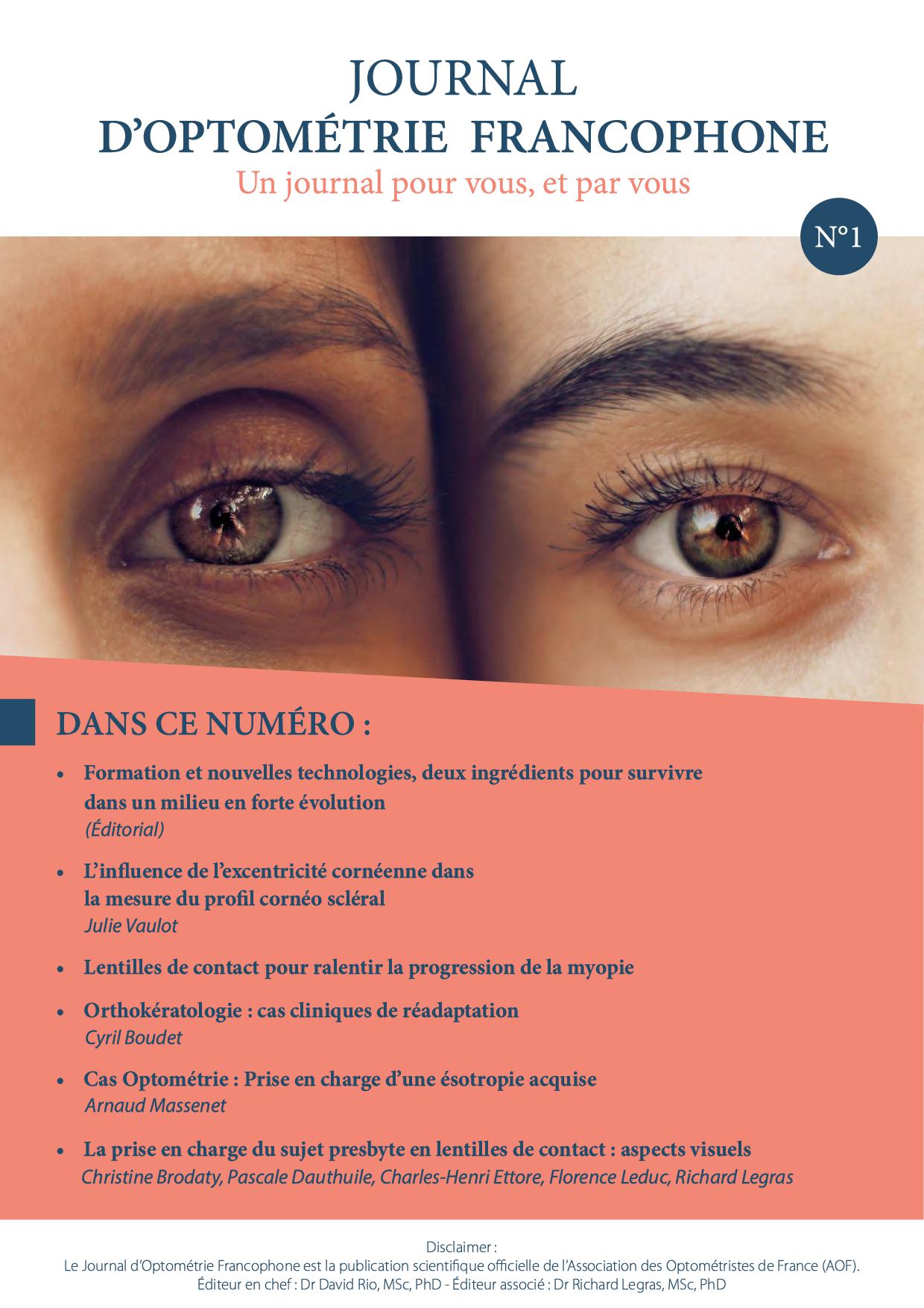 Premier numéro du Journal d’Optométrie Francophone